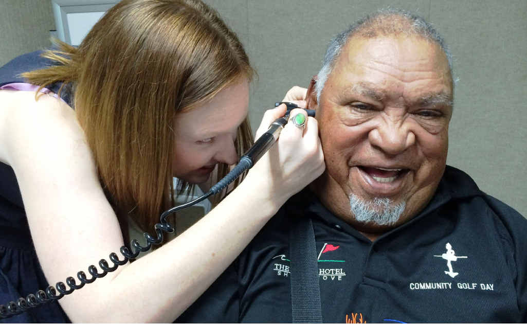 HEARING THE MESSAGE: Herbert Marshall undertakes a hearing appointment with audiologist, Megan Hardie-Porter, in Coffs Harbour. HEARING THE MESSAGE: Herbert Marshall undertakes a hearing appointment with audiologist, Megan Hardie-Porter, in Coffs Harbour.